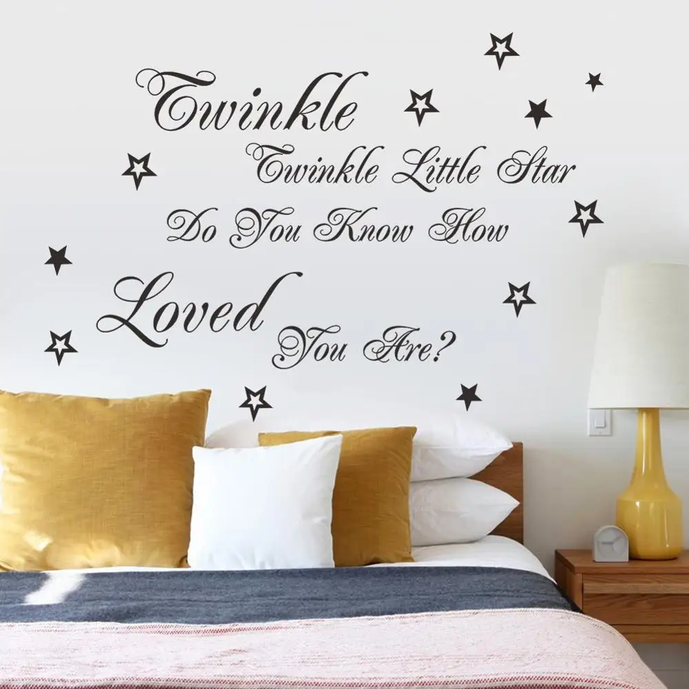 English little star text pattern wall paste bedroom children 's room living TV sofa background stickers decoration Дом и сад