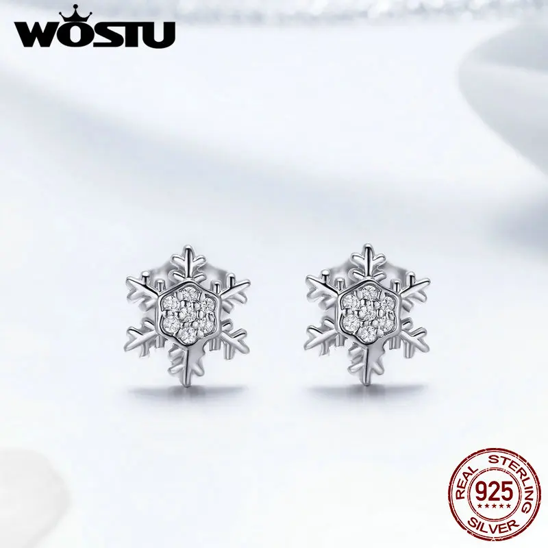 Женские серьги гвоздики WOSTU элегантные из стерлингового серебра 925 пробы с