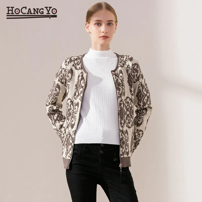 HCYO/модные топы женская одежда короткая куртка-кардиган длинный рукав круглый