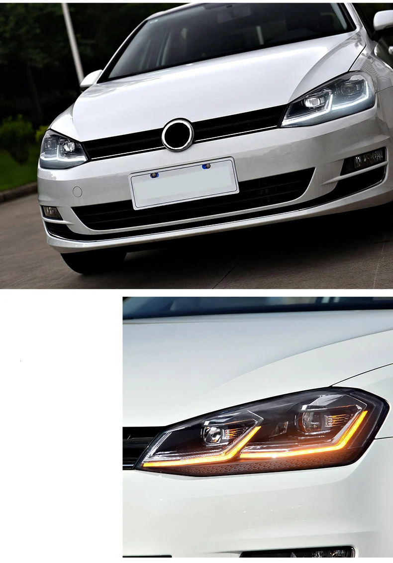 Автомобильный Стильный чехол для фары VW Golf7, фары Golf 7, MK7, 2013-, светодиодный фонарь, DRL Объектив, двойной луч, биксенон, HID