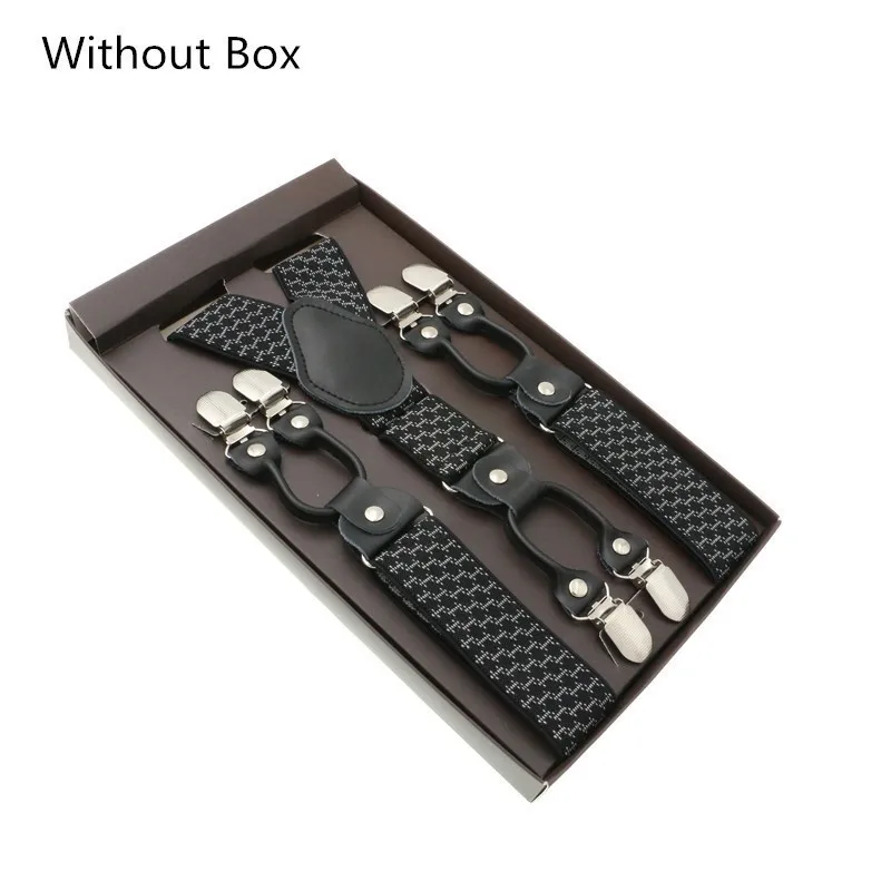 45 Black Real Leather 6 Clips Suspenders Braces Vintage Casual Suspensorio Tirante Trousers Strap Bretele Dad/Husband's Gift - Цвет: 45