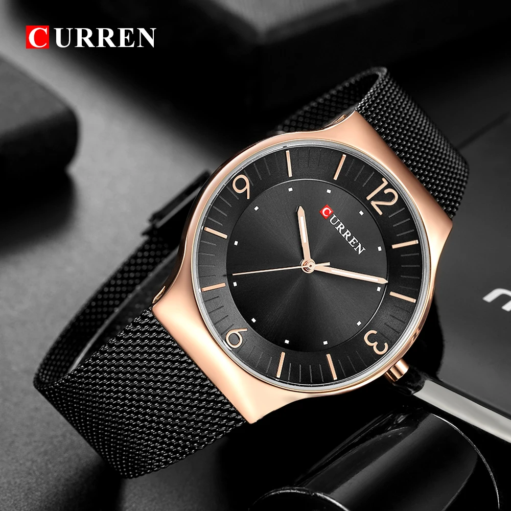 Curren Mens Watches Top Brand Luxury Gold Quartz Men Watch Waterproof Mesh Strap Casual Sport Male Clock Relogio Masculino | Наручные