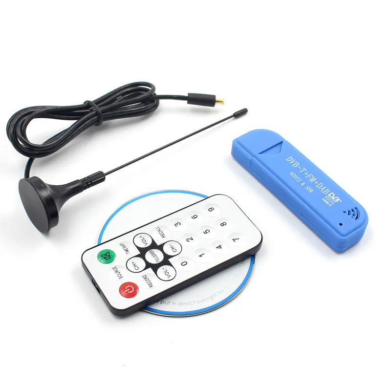 ТВ тюнер USB2.0 синий Стик DAB FM DVB T RTL2832 R820T SDR флешка цифровой приемник ИК пульт