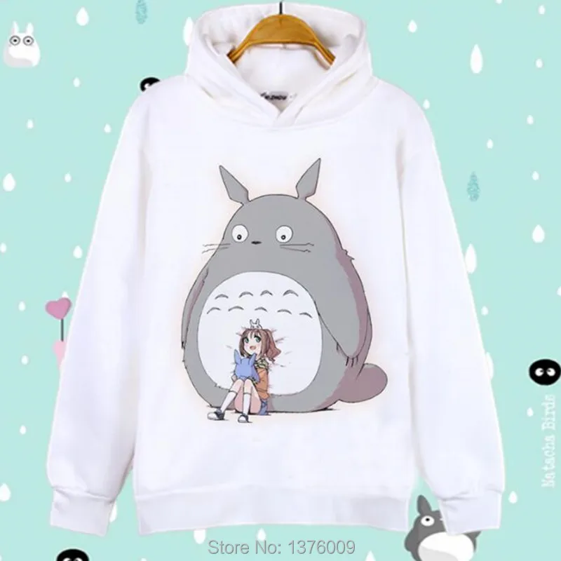 Kawaii Толстовки мультфильм Тоторо худи; Толстовка Для женщин Harajuku японского аниме Лолита теплая толстовка Топы корректирующие Пуловеры для женщин