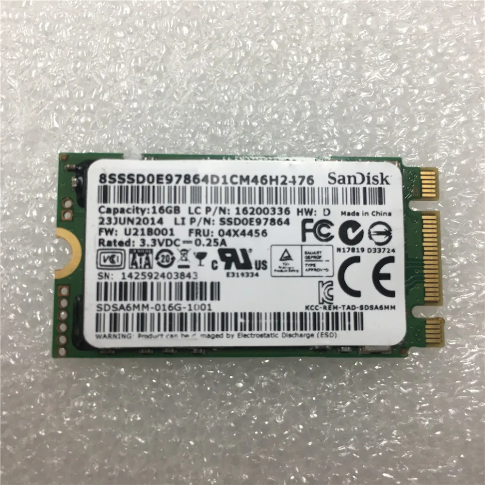 Твердотельный диск для ноутбука 16G M.2 SATA6G STD lenovo 04X4456 SSD0E97864|Оперативная память| |