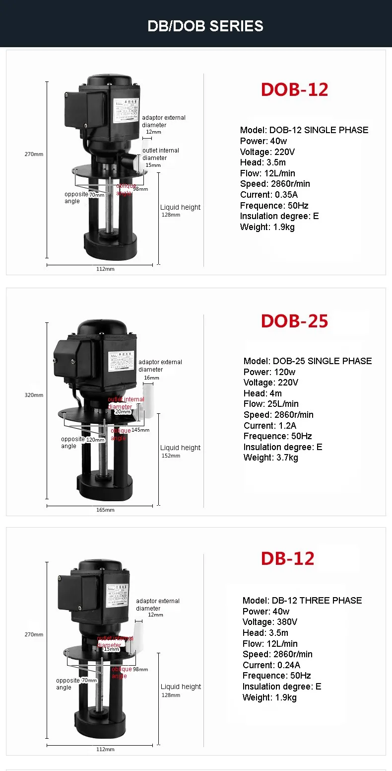 DOB-12/40 Вт однофазный 220 В машинный масляный насос охлаждающий насос циркуляционный Электрический насос с медным двигателем
