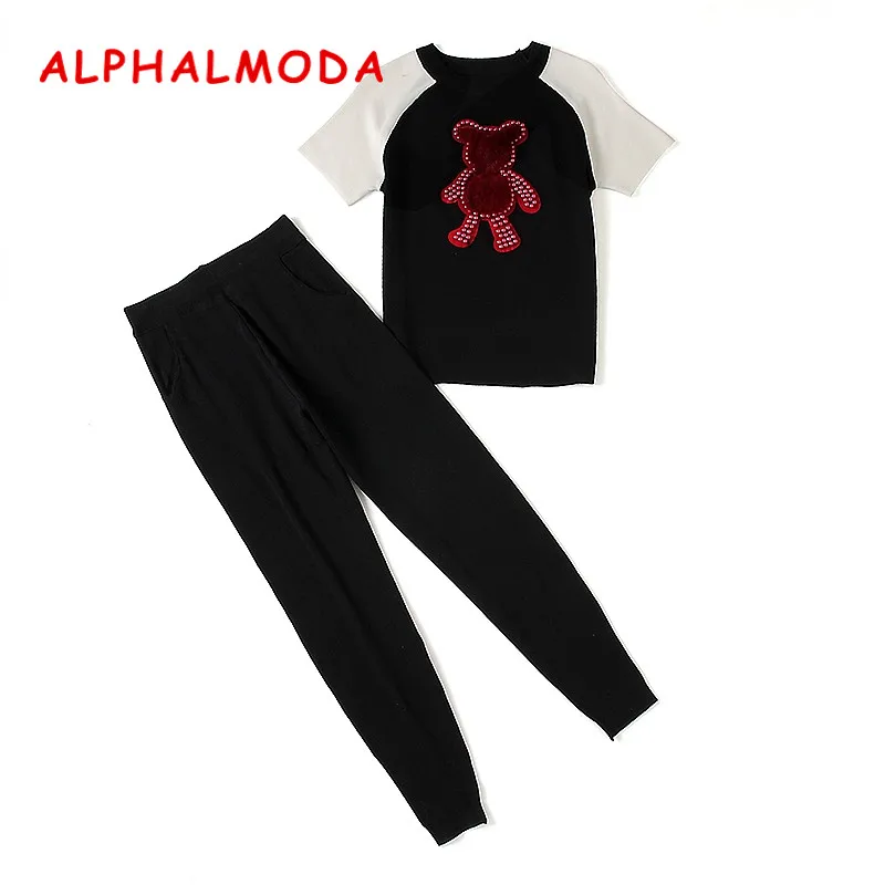 Женский трикотажный комплект ALPHALMODA футболка с коротким рукавом + штаны 2 шт. |