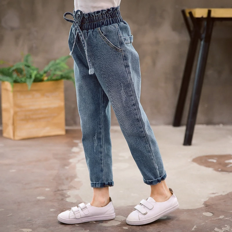 

Casual Girls Jeans Fashion Loose Girls Denim Pants High Waist Kids Trousers Leisure Girls Outfits Harem Pants Vestidos