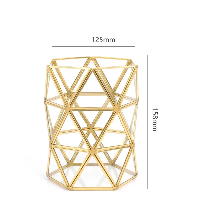 Storage Tube 1 шт. Настольный лоток для хранения, скандинавские простые золотые стеклянные ювелирные изделия, косметический многоугольник, лоток для хранения, настольные органайзеры, декоративное зеркало - Цвет: Storage Tube