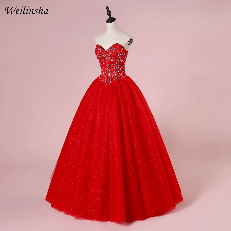 Weilinsha New Arrival Custom Quinceanera Dresses Sweetheart Sparkling Beading Rhinestones Gowns Sweet 15 | Свадьбы и торжества