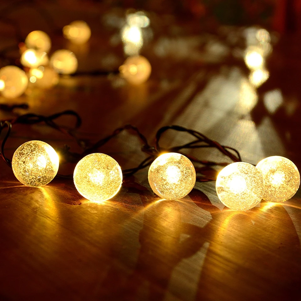 OSIDEN Солнечная лампа 5 м 20Led хрустальный шар Глобус luz водонепроницаемый теплый белый Сказочный светильник садовое украшение наружная Солнечная светодиодная гирлянда