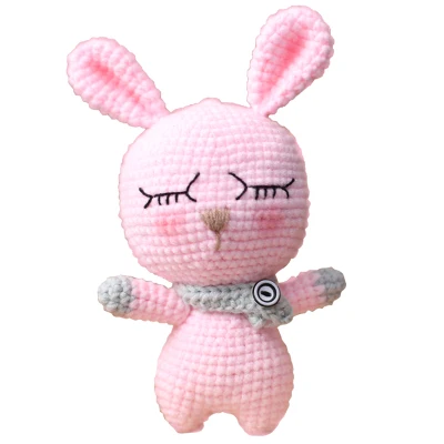 pink 20cm rabbit Ручная работа, вязаная кукла, материал, посылка, шерсть, олень, незавершенная плюшевая игрушка, вязание крючком, инструменты для плетения - Цвет: pink 20cm rabbit