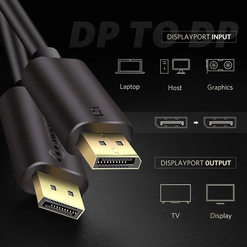 Дисплей порт кабель DP к 1 2 v Золотой 4K для ПК ноутбука HDTV проектор адаптер портов