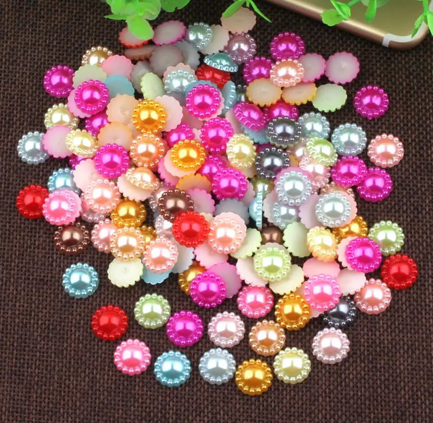 

1000pcs 13mm ABS Sunflower Multicolored Pearl Bead For Sewing UV Epoxy Filler Resin Jewelry Making Craft Nail art