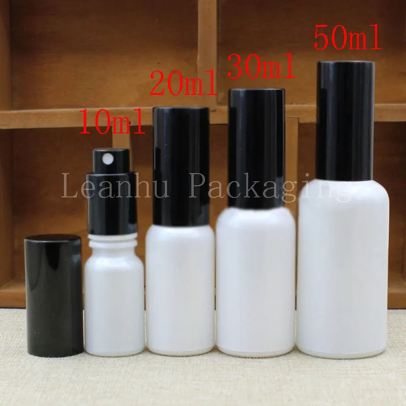 Wholesale 10ml 20ml 30ml 50ml Pearlescent White Glass Spray Bottle, Perfume/Toner Packaging Container