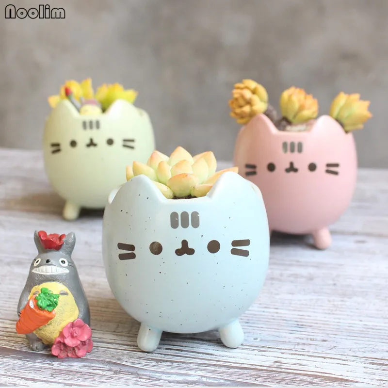 NOOLIM милые керамические горшки с мультяшными животными котами сочные для