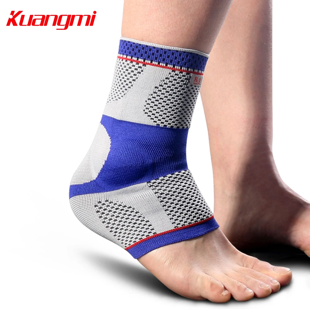 Kuangmi 1 Piece Gel Sport Ankle Brace flat knitting machine Knitting Compression Support Sleeve Sock Joint Relief The Pain | Спорт и