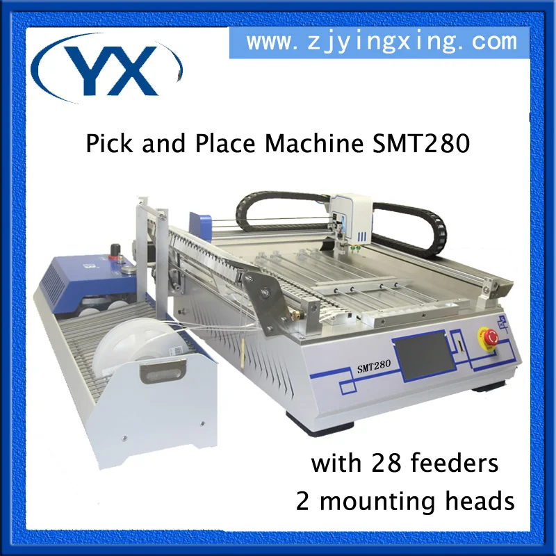 

2 Heads SMT280 SMT Chip Mounter Led Manufacturing Machine 0402,0603,BGA With 28 Feeders