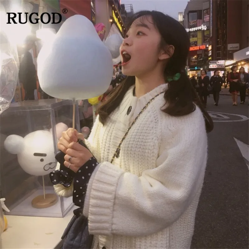 Женский толстый свитер RUGOD повседневные свободные прочные кардиганы с длинным