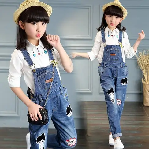 Новинка 2017 года штаны для маленьких девочек Комбинезоны детей от 4 до 15 лет одежда