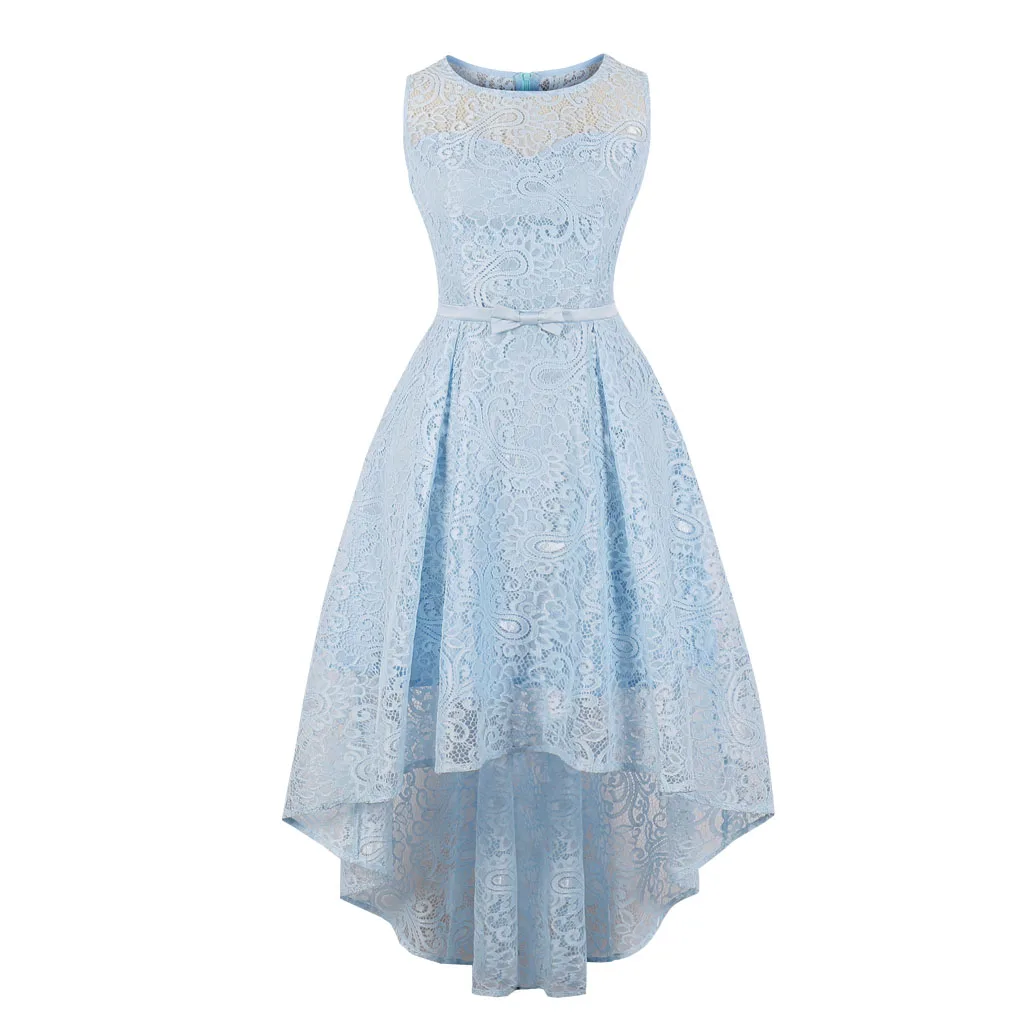 Plus Size Lace embroidery Sleeveless Vintage Dress Short Front Long Back Party Dresses Feminino Vestidos | Женская одежда