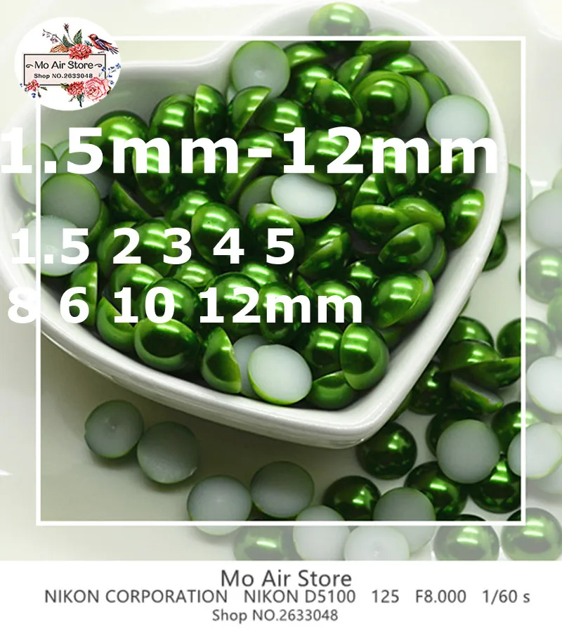 Темно-зеленые полукруглые жемчужные бусины из АБС-пластика искусственный жемчуг