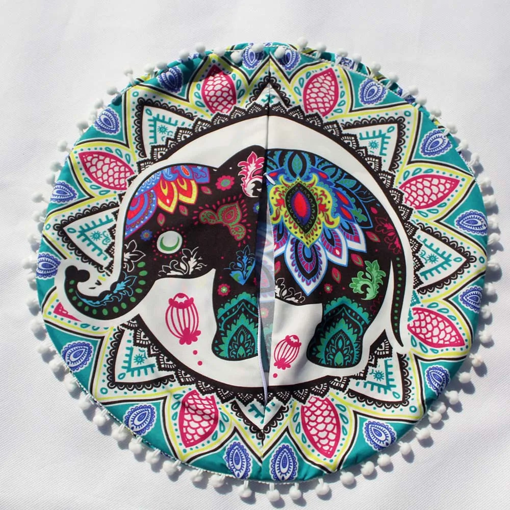 A Gajjar прочные инструменты напольные подушки с индийской мандалой круглый Boho наволочка чехол Цветная текстильная подушка 43*43 см Прямая поставка - Цвет: A
