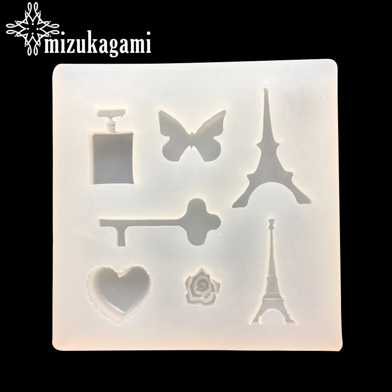 

1pcs UV Resin Jewelry Liquid Silicone Mold Key Heart Butterfly Flower Tower Charms Molds For DIY Intersperse Decorate Jewelry