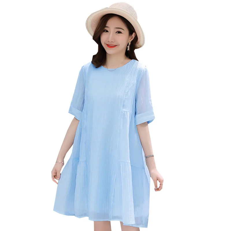 

Maternity Clothes New Solid O Neck Loose Maternity Dresses Elegant Clothes for Pregnant Women Summer Plus Size Pregnancy Dress