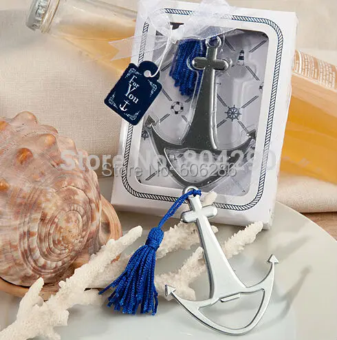 50 шт./лот оптовая продажа хромированный штопор в форме якоря для вина Свадебные