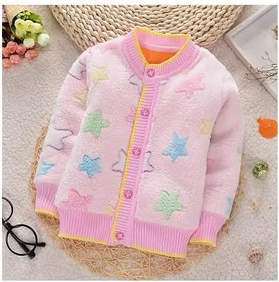 Pink star Осень-зима г.; детский утепленный свитер; свитер для мальчиков и девочек; куртка-кардиган - Цвет: Pink star