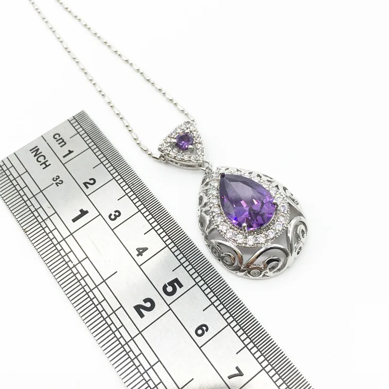 Женский комплект из колье и сердца серебра 925 пробы|jewelry sets|jewelry sets purpleearrings for women ring