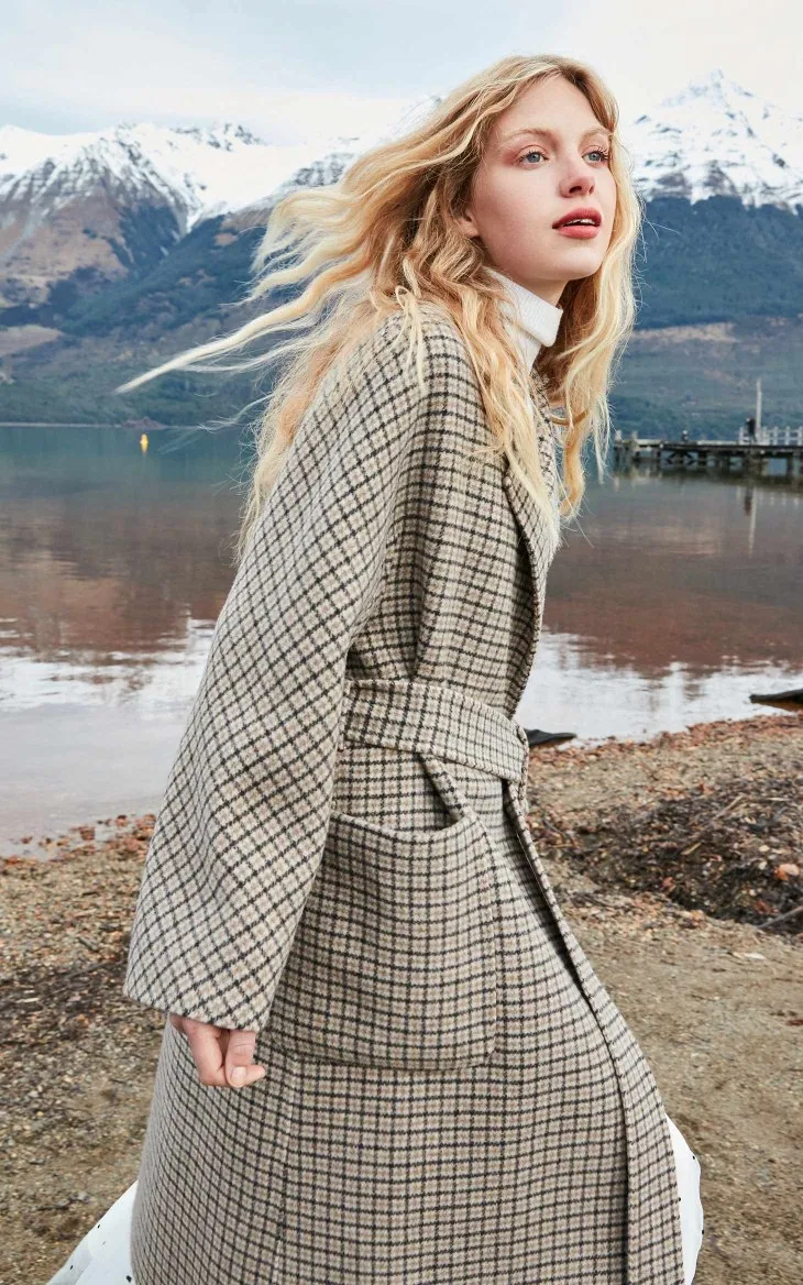 Vero Moda пальто женское Женская Новая двухсторонняя шерстяная длинная Клетчатая Шерстяная куртка | 318427508