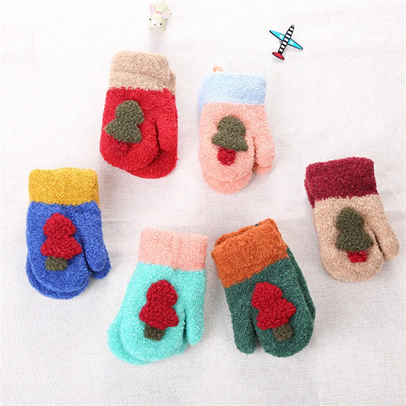 Зимние Детские перчатки для девочек мальчиков от 1 года до 3 лет плотные теплые