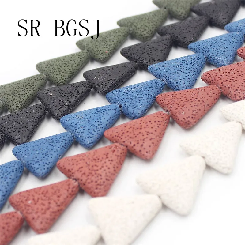 Бесплатная доставка 27 мм много цветов треугольные бусины вулканический камень