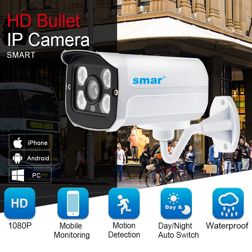 Smar 4 шт. Массив ИК Led 1080P ip камера наружная sony IMX323 сенсор пуля домашнее видео
