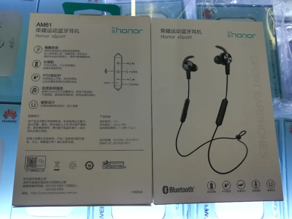 Original Huawei Honor xSport Bluetooth Headset AM61 IPX5 Waterproof BT4.1 Music Mic Control Wireless Earphones for Android IOS |