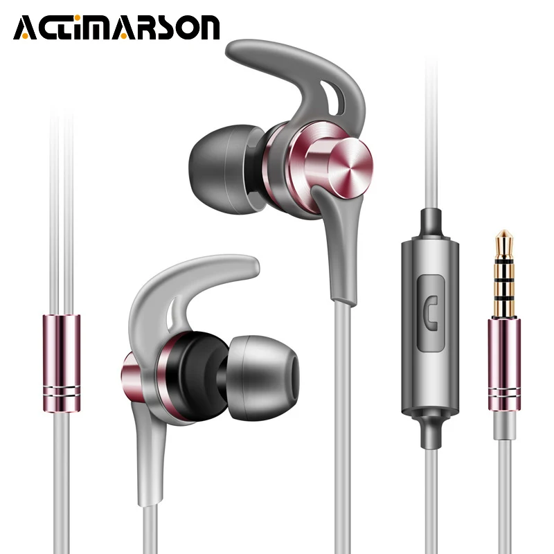 Actimarson металла спортивные наушники проводной Шум шумоподавления Hi Fi стерео Bass Music