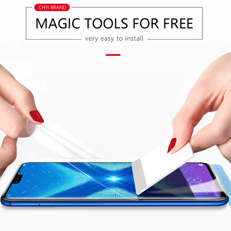 CHYI 3D изогнутая пленка для huawei Honor 8X 9X Защитная пленка для экрана 6,5 Дюймов Полное покрытие нано Гидрогелевая пленка с инструментами не закаленное стекло