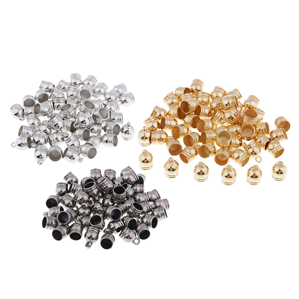 

50pcs Exquisite Tassels End Cap Bead Stopper Fit 10mm Leather Cord DIY Jewelry Findings