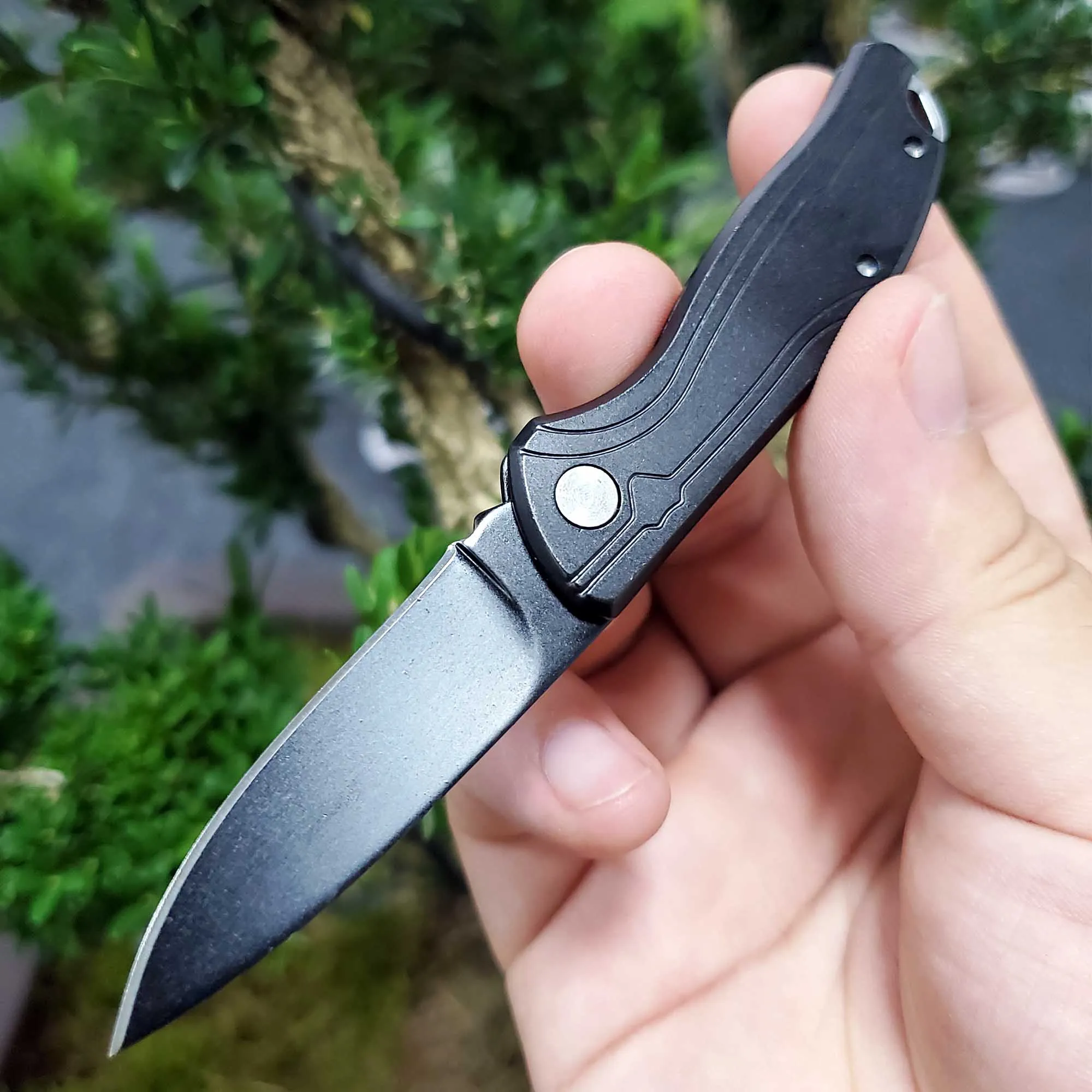 Black Handle JSSQ карманный складной нож 440C Лезвие стальная ручка выживания охотничьи Тактические Ножи Открытый Отдых ключ кулон мульти EDC инструменты - Цвет: Black Handle