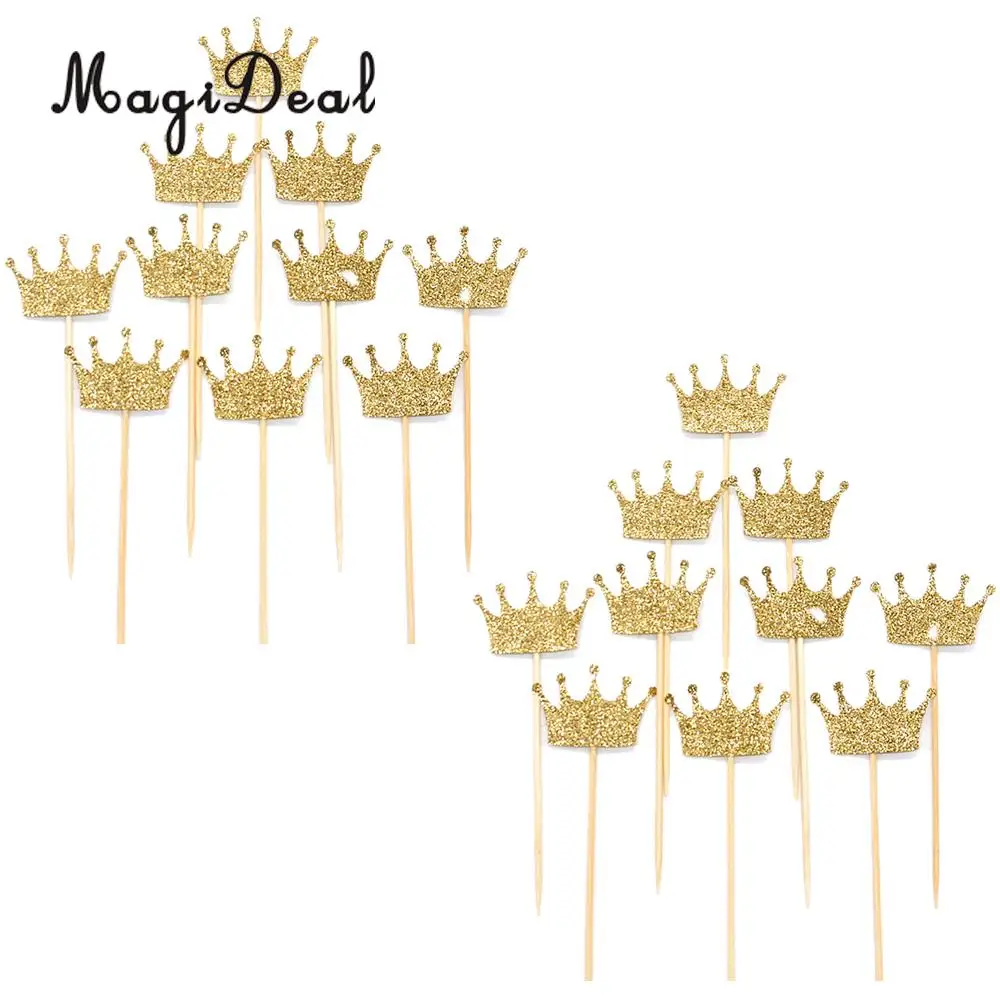 MagiDeal 20/40 шт блестящая бумажная Корона Форма торта Топпер выбор Свадебная