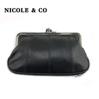 nicole co genuine leather coin purse womens sheepskin change purse metal hasp closure cardholder wallet zipper small bag short