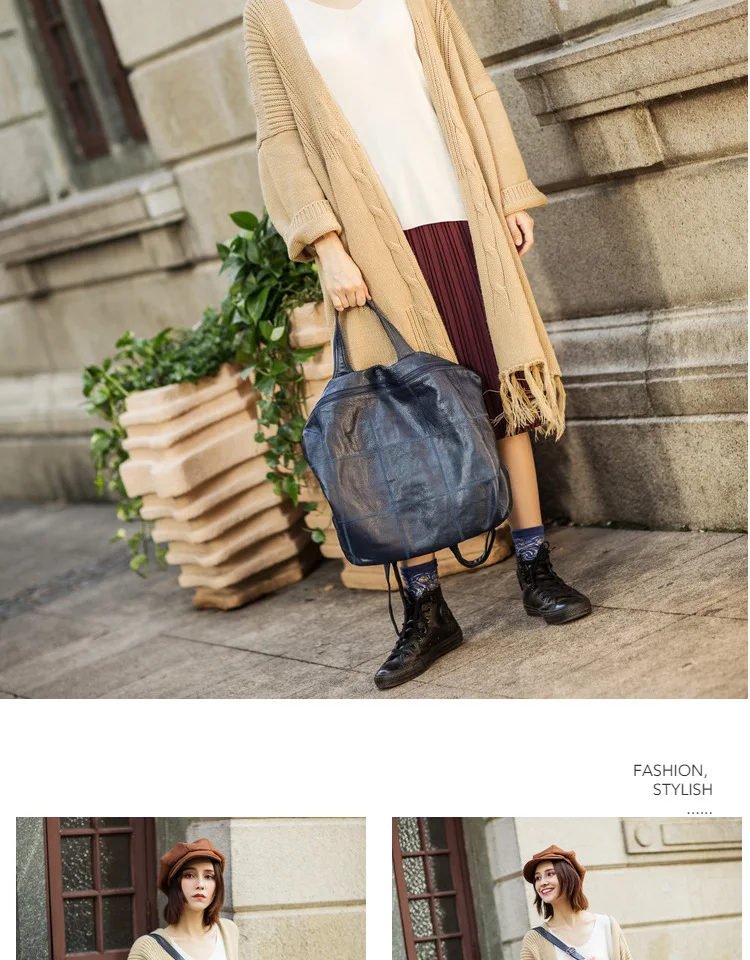 SUNNY SHOP рюкзак из натуральной кожи дизайнерский рюкзак на плечо Модный Большой Вместительный Клетчатый Рюкзак Кошелек из мягкой кожи