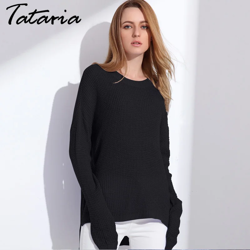 Tataria Winter Sweater Women Plus Size Women's Sweaters And Pullovers Knitted Long Sleeve Off Shoulder For Pull | Женская одежда
