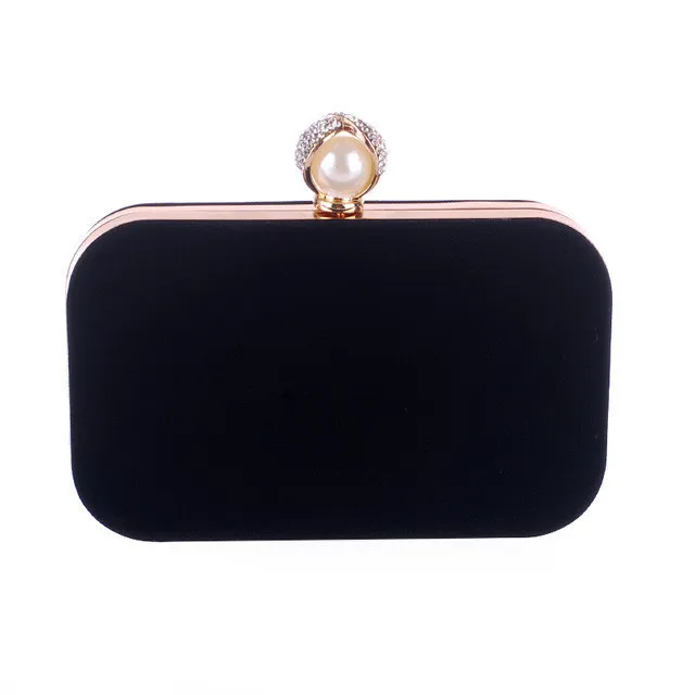 Черный Женский бархатный клатч с жемчугом и кристаллами, вечерние сумки для женщин, велюровые вечерние сумки для свадьбы, сумочка для невесты, роскошный мини кошелек для дня, bolsos - Цвет: Черный