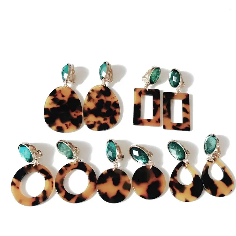

New Fashion Sweet Brown Tortoise Resin Geometric Earrings