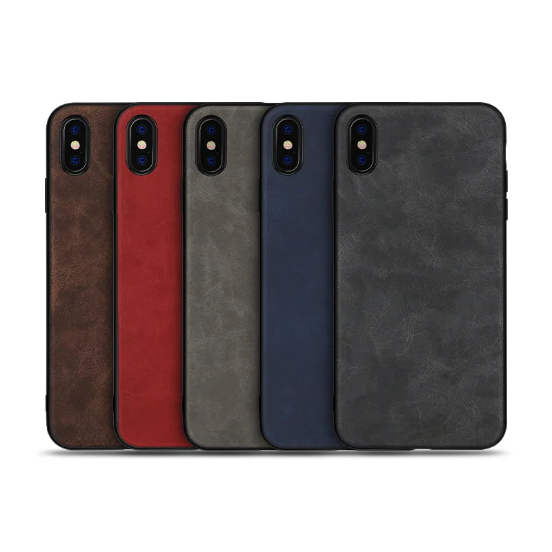 Новый противоударный чехол из ТПУ с текстурой кожи для задней крышки iPhone 6 6s 7 8 Plus X