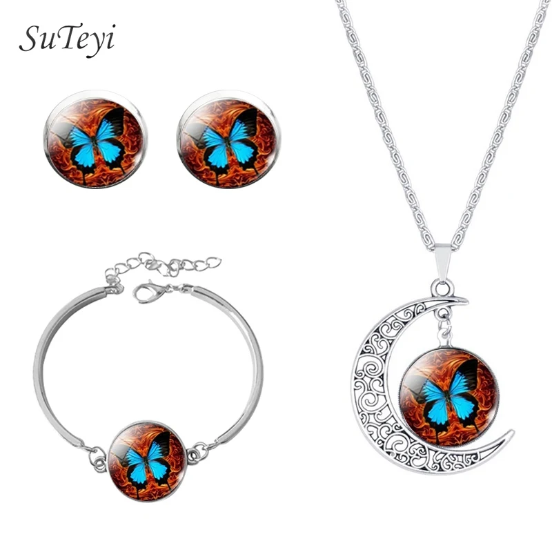 Ювелирный Комплект из колье серёг и браслета с изображением Луны|jewelry sets|earrings