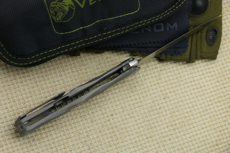 Складной нож VENOM T Kevin John M390 титановая ручка Флиппер шарикоподшипник уличный